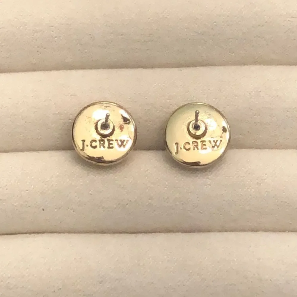 J. Crew | Pave Button Earrings | Gold Tone